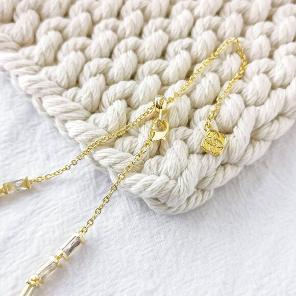 Kendra Scott Juliette Gold White Crystal Strand Necklace - Picture 3 of 3